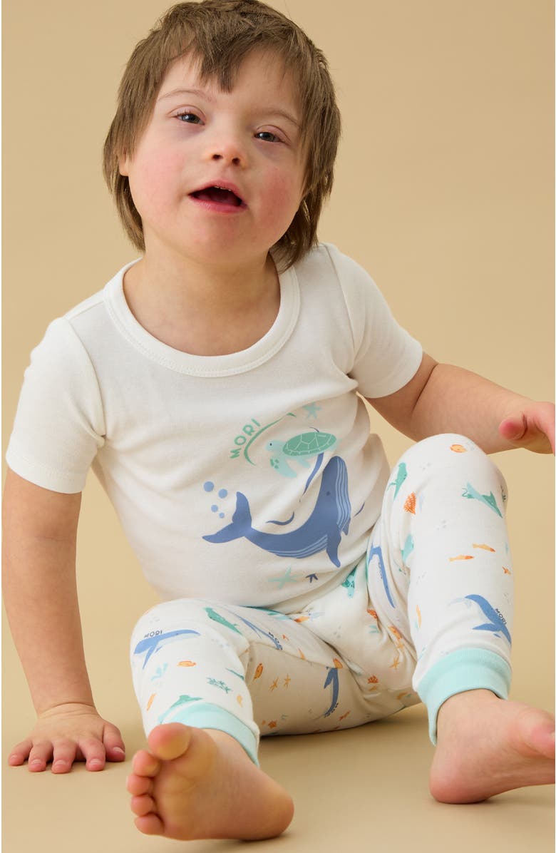 MORI Short Sleeve Print Pajama Set, Alternate, color, Whale Print