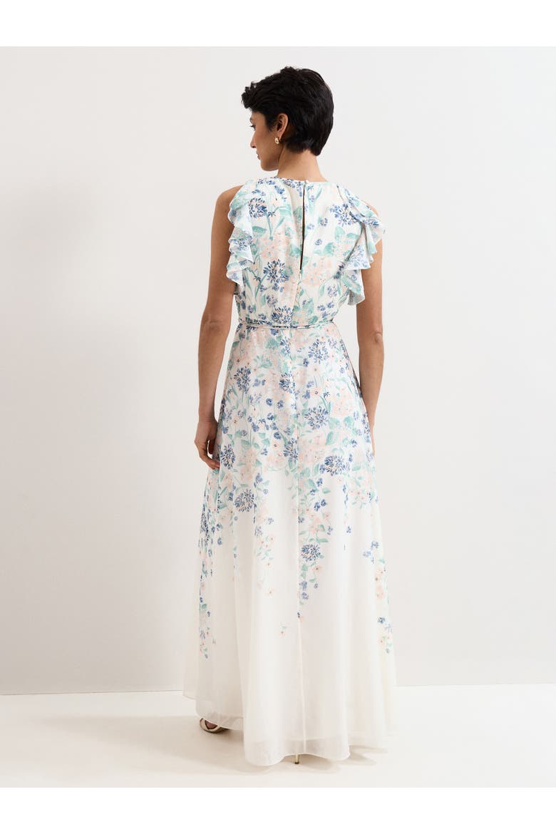 Rachel Floral Ruffle Detail Maxi Dress, Alternate, color, Ivory