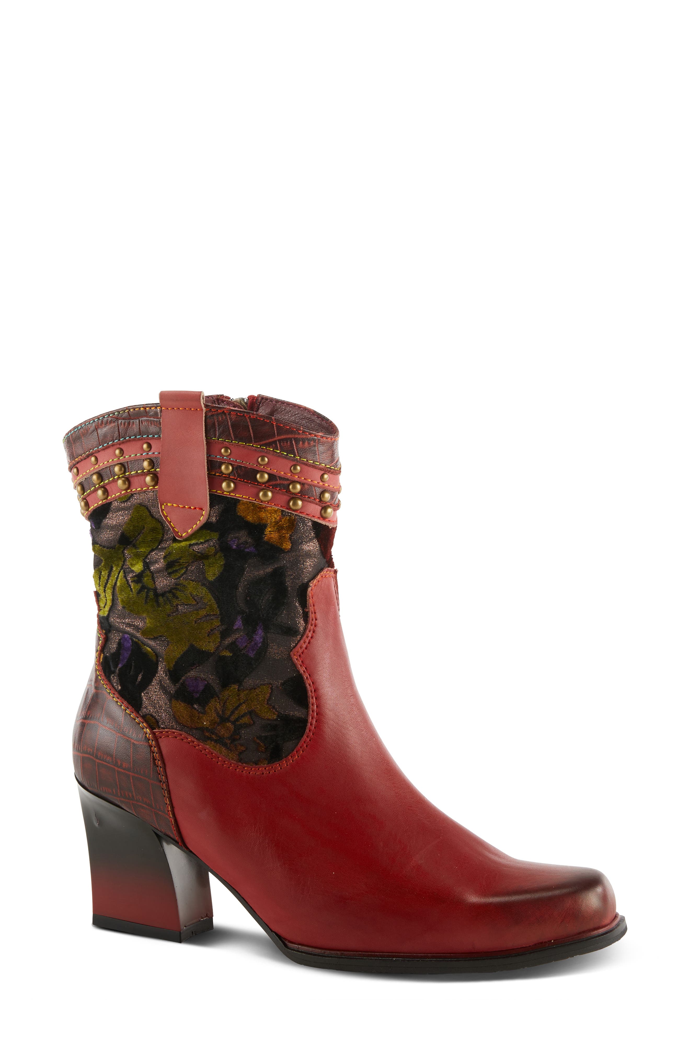 Spring Step Happytime Western Bootie, Main, color, Red Multi