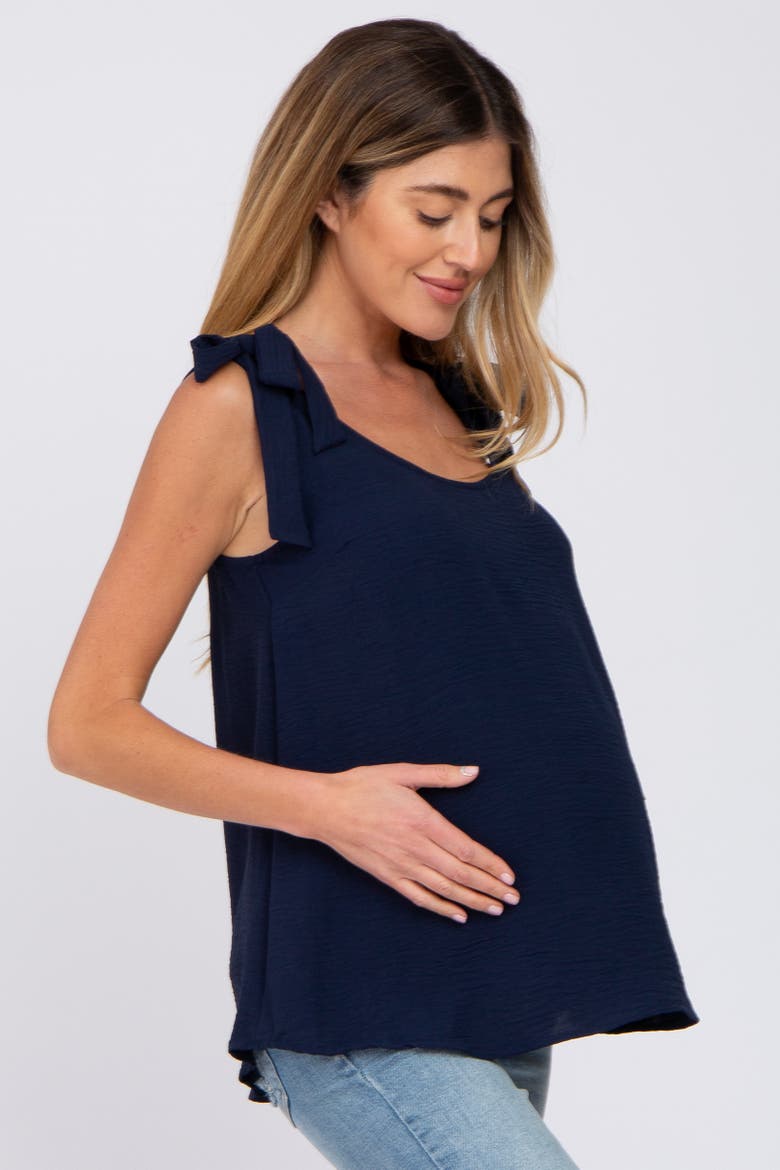 Blue Shoulder Bow Tank Top, Alternate, color, Navy Blue