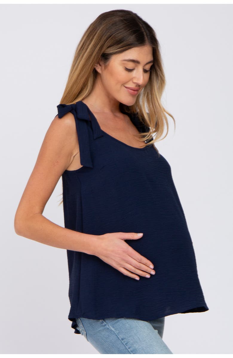 PinkBlush Blue Shoulder Bow Tank Top, Alternate, color, Navy Blue