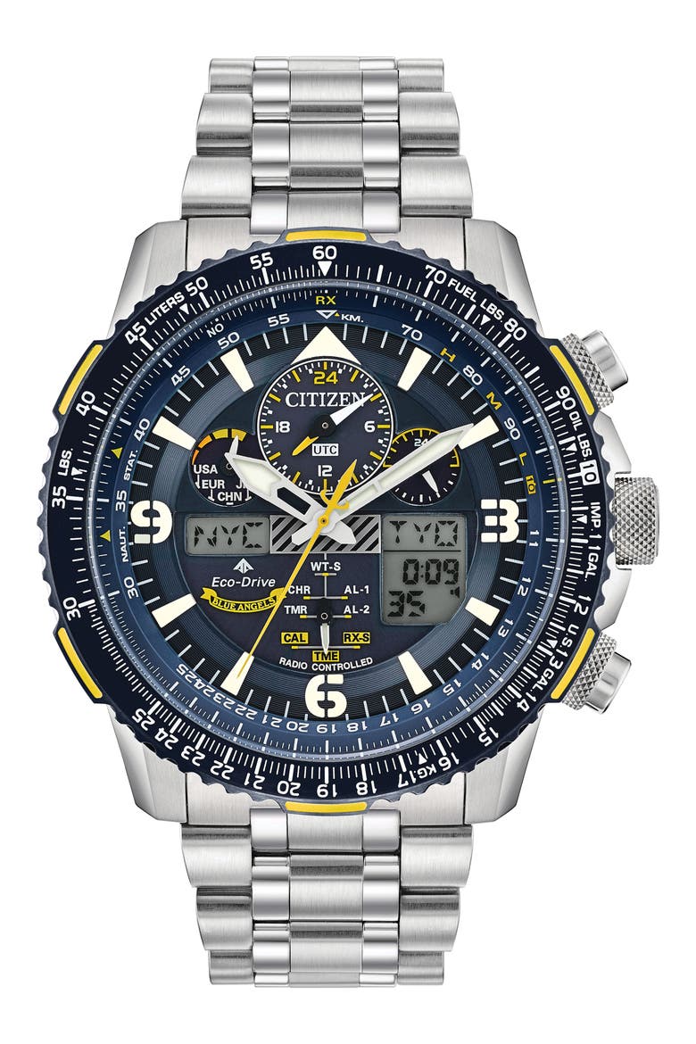 Promaster Air Skyhawk A-T Chronograph Bracelet Watch, 46mm, Main, color, SILVER-TONE