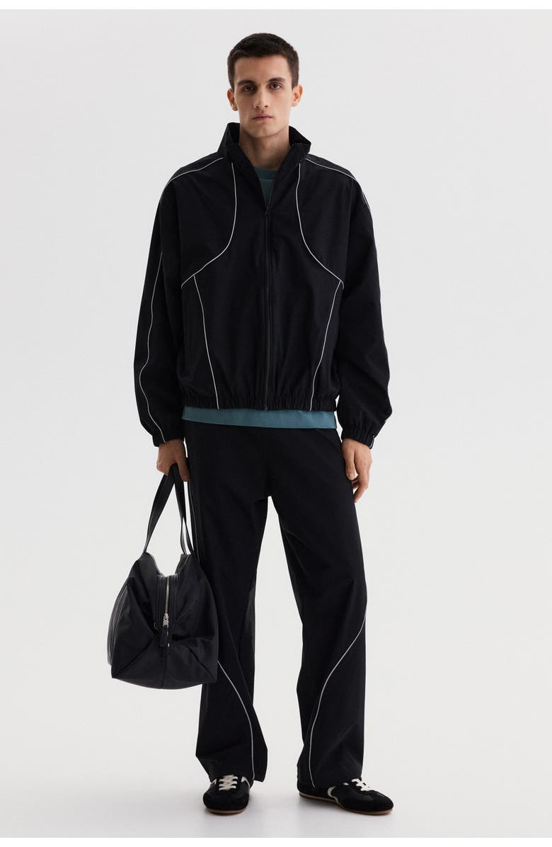 H&M Relaxed Fit Track Pants, Alternate, color, Black