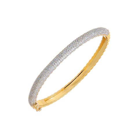 Diamond Rounded Pave Bangle Bracelet 14K