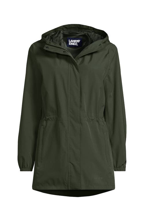 Lands' End Squall Packable Waterproof Raincoat In Rich Olive Green