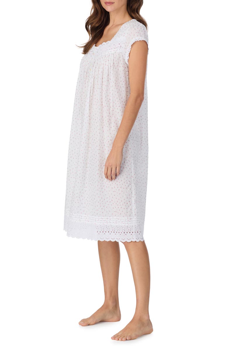 Eileen West Waltz Cap Sleeve Cotton Nightgown, Alternate, color, Rosbud Print