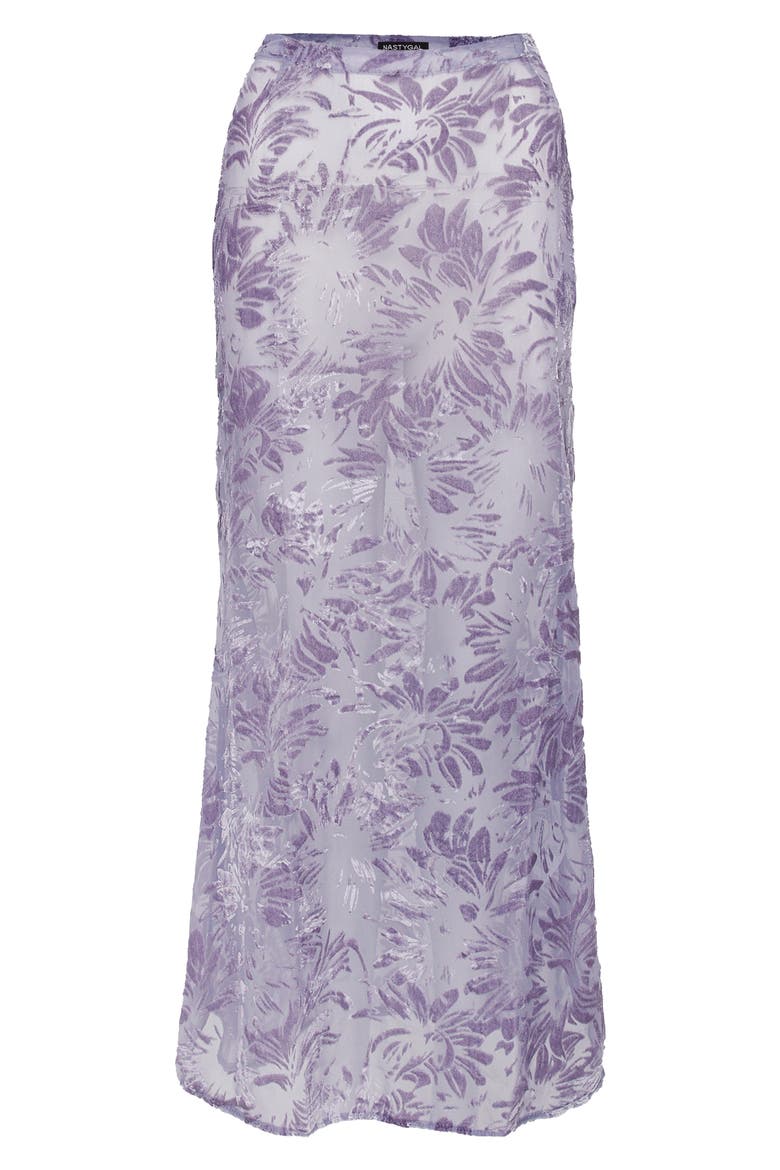 Devoré Velvet Jacquard Maxi Skirt, Alternate, color, LILAC