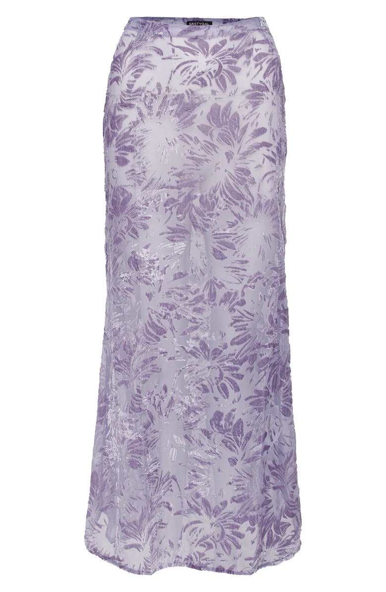 NASTY GAL Devoré Velvet Jacquard Maxi Skirt, Alternate, color, Lilac