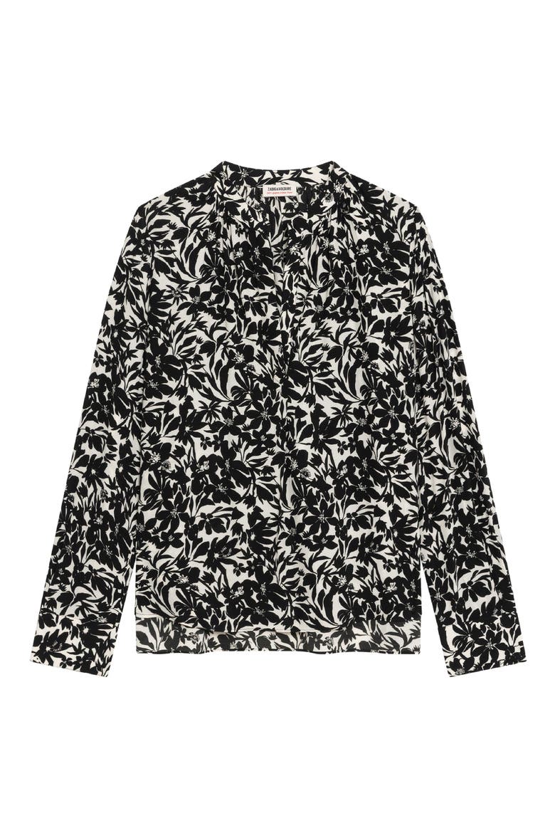 Tink Floral Print Top, Alternate, color, BLACK