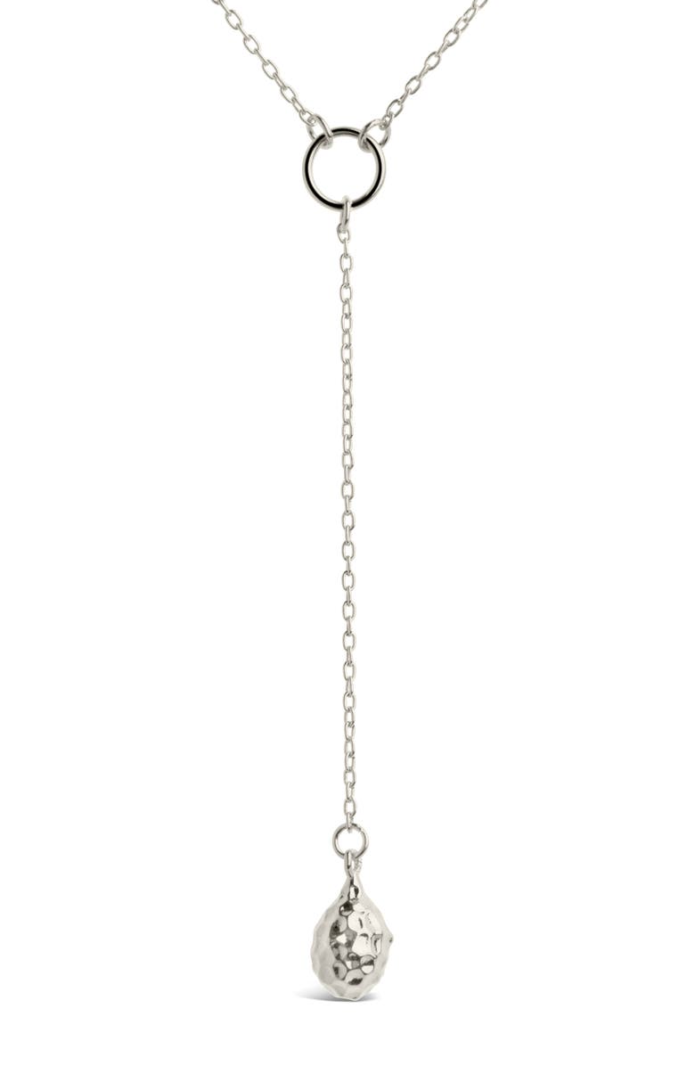 Sterling Forever Lee Molten Teardrop Y-Necklace, Alternate, color, Silver