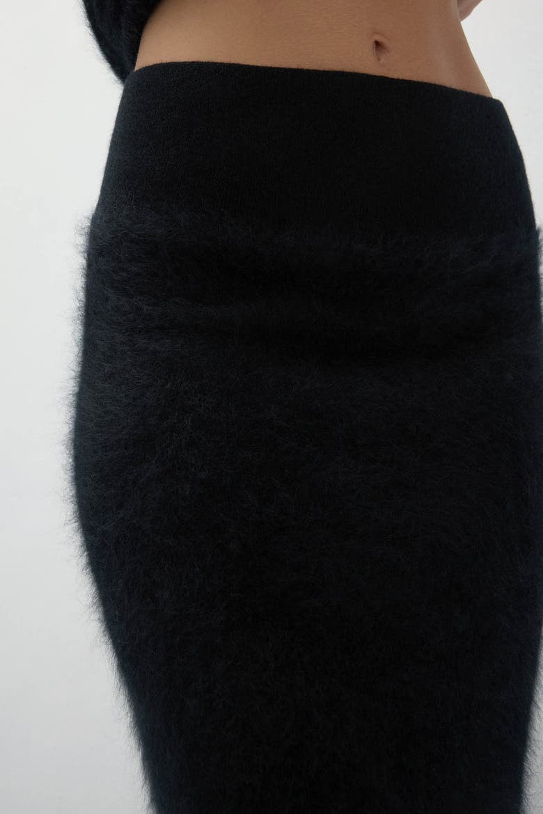 Francesca Brushed Cashmere Midi Skirt, Alternate, color, Black