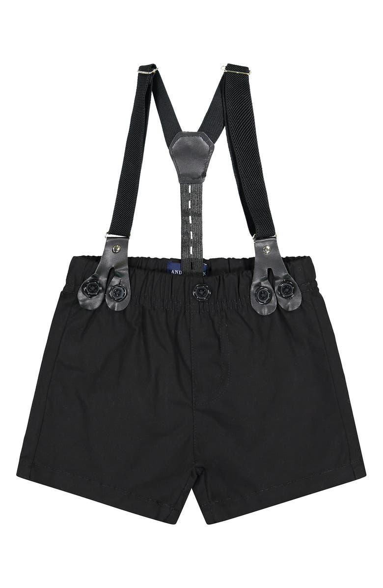 Andy & Evan Short Sleeve Button-Up Shirt, Suspender Shorts & Bow Tie Set, Alternate, color, 