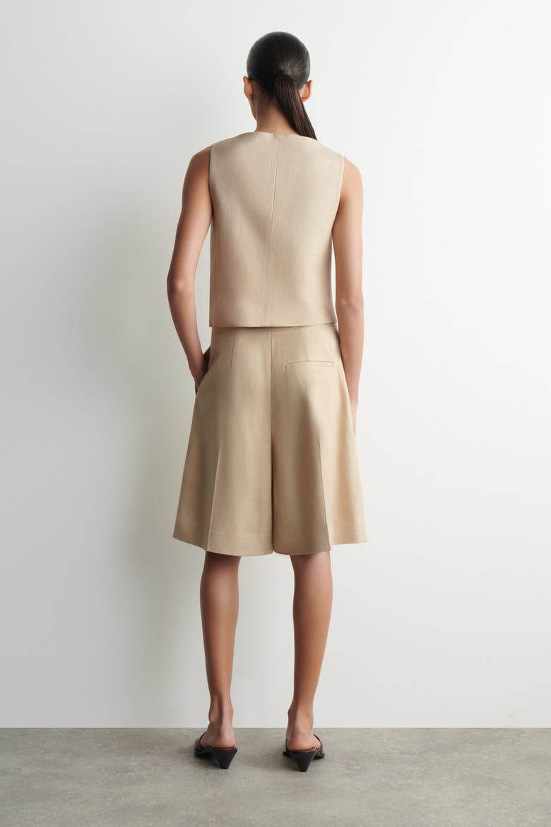 Longline Tailored Shorts, Alternate, color, BEIGE