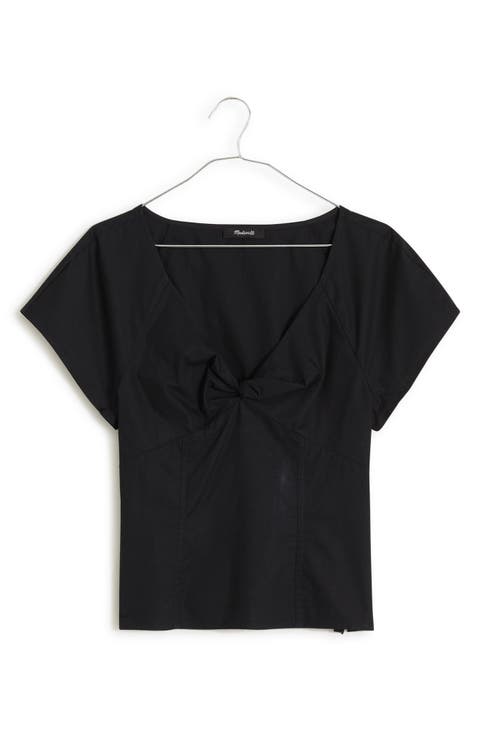 Twist Front Seamed Cotton Top