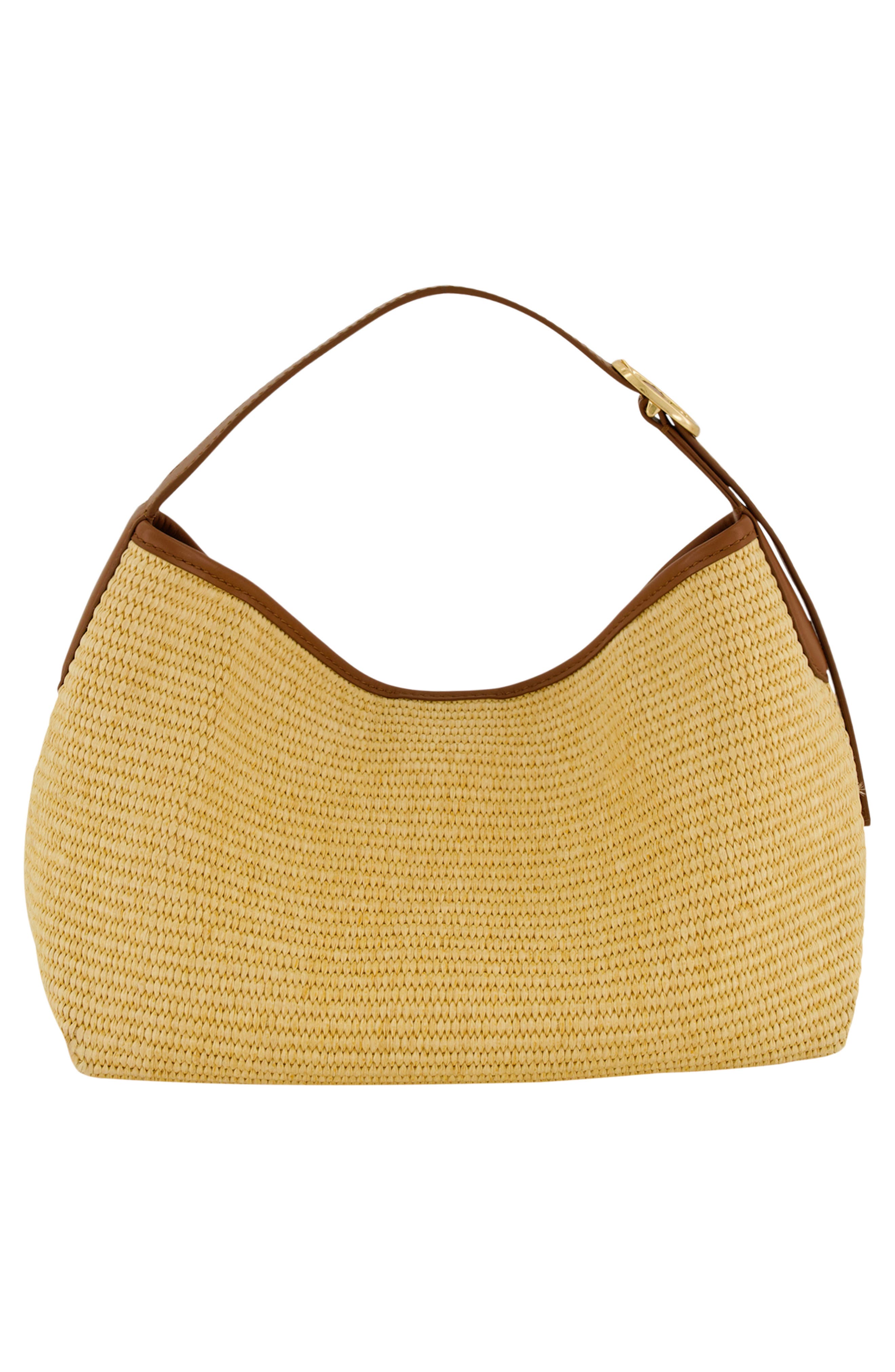 Vince Small Vivian Raffia Hobo Bag, Alternate, color, Natural