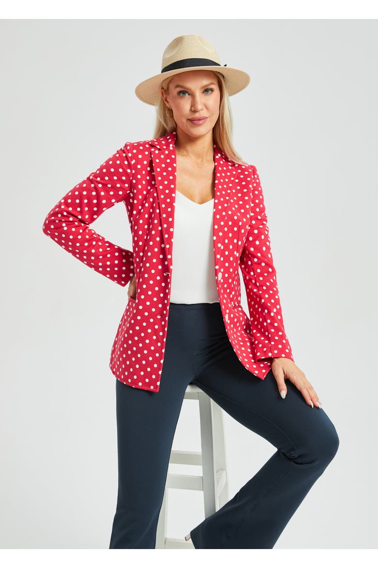 Classic Blazer Stretch Ponte, Alternate, color, Red White Dot