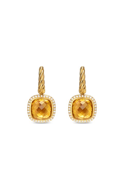 Albion® Drop Earrings in 18K Yellow Gold with Diamonds, 10mm