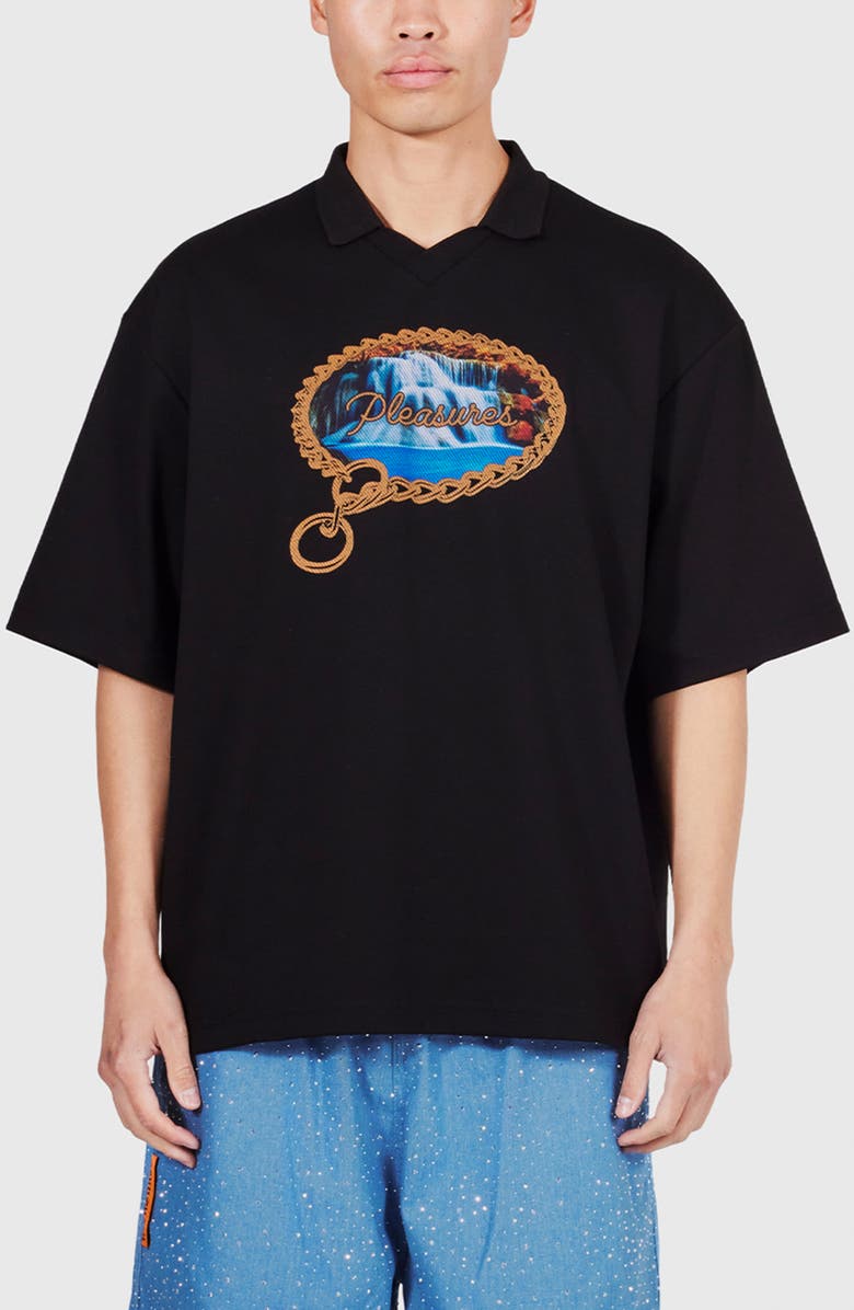 PLEASURES Boxy Submission Graphic Polo, Main, color,