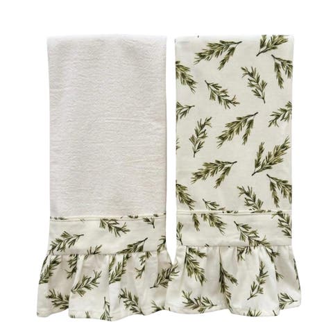 Rosemary Ruffled Kitchen Towels - Set of 2