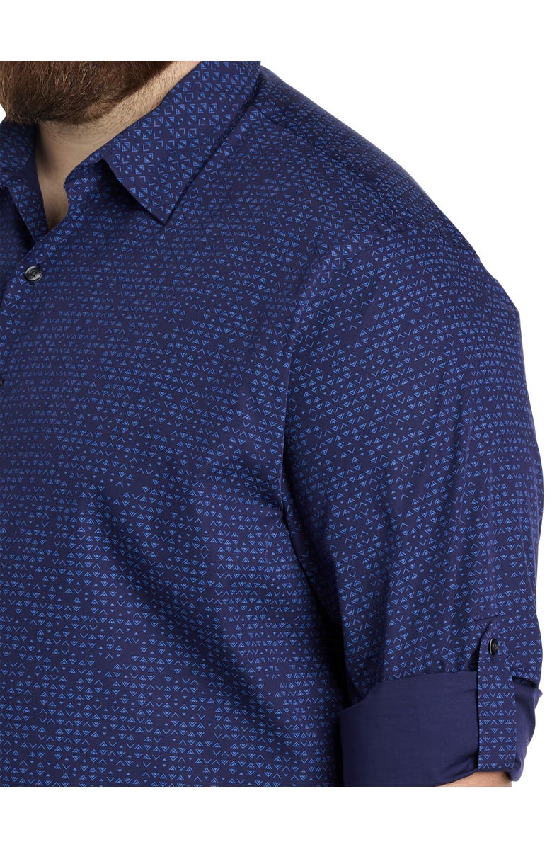 Synrgy by DXL Big & Tall Geometric Print Roll-Tab Sport Shirt, Alternate, color, Blue