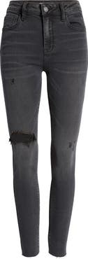 HIDDEN JEANS Distressed High Waist Raw Hem Skinny Jeans