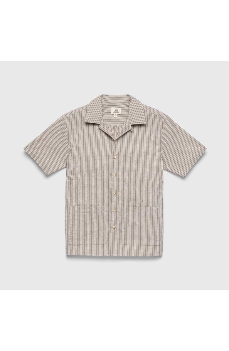 Surfside Supply Co. Nate Crinkle Stripe Cabana Shirt, Main, color, Chinchilla