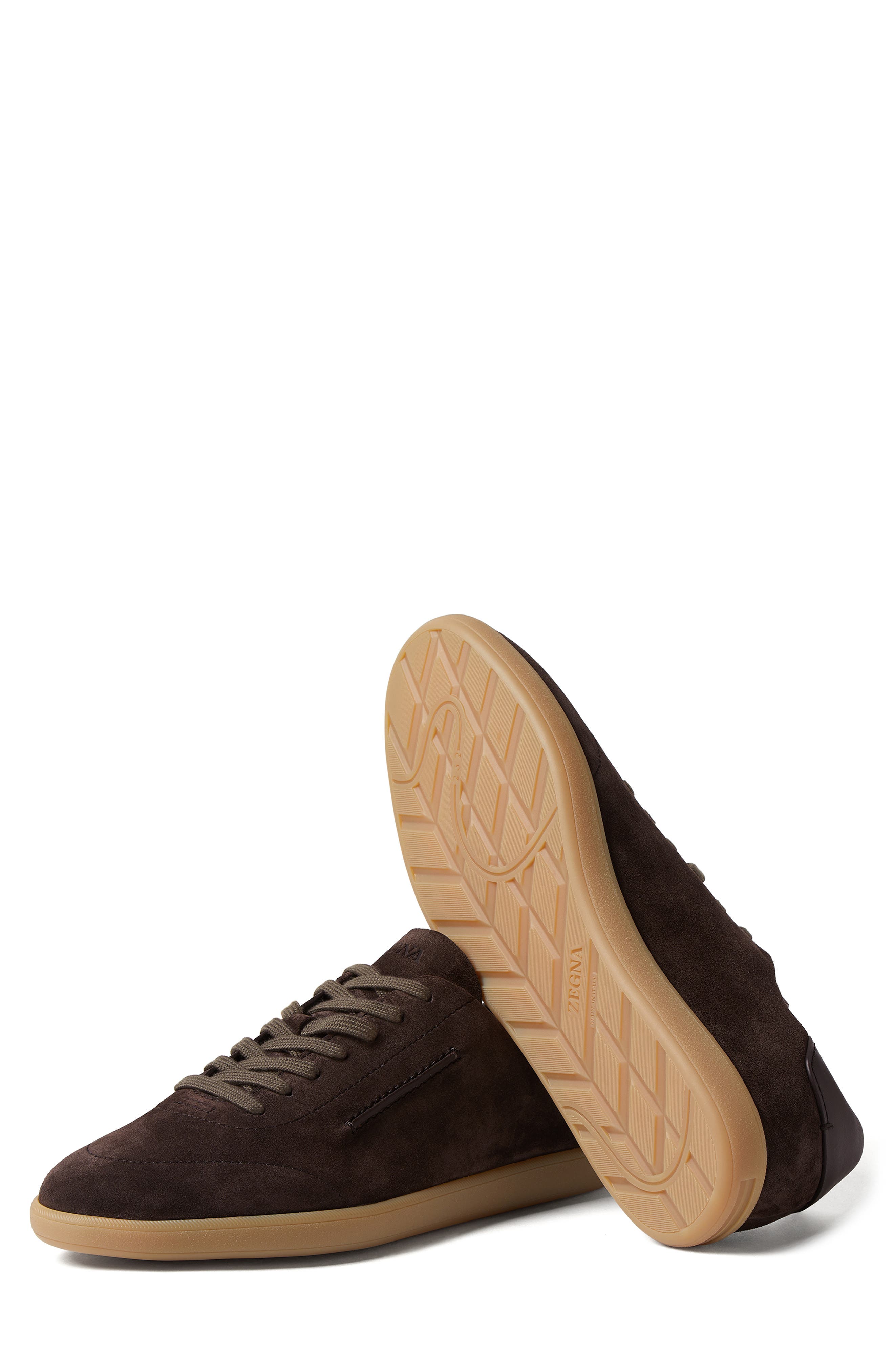ZEGNA Dark Brown 232 Suede Low Top Sneaker, Alternate, color, 