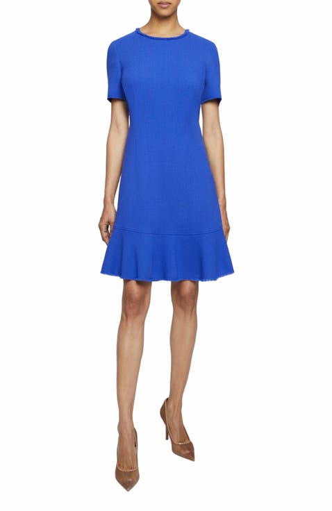 Manta Short Sleeve A-Line Sheath Dress in Luxury Wool Crepe