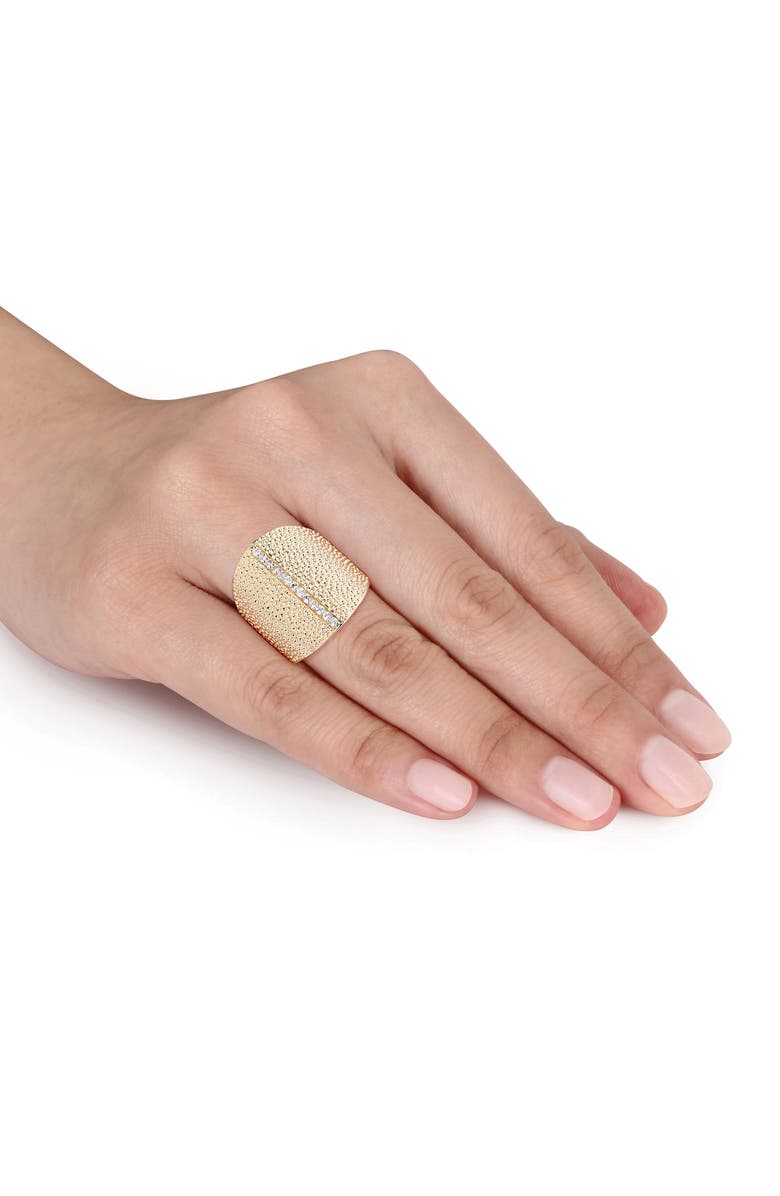 Julianna B. White Sapphire Textured Wide Ring Yellow Silver, Alternate, color, Yellow-Plated Sterling Silver