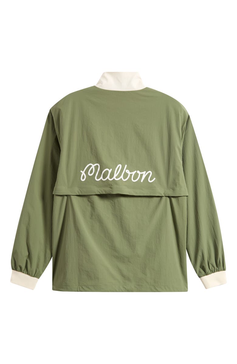 Malbon Golf Cascade Colorblock Quarter Zip Windshirt Pullover, Alternate, color, Olivine