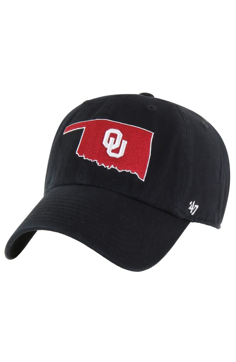 '47 Men's '47 Black Oklahoma Sooners Clean Up Adjustable Hat, Main, color, 