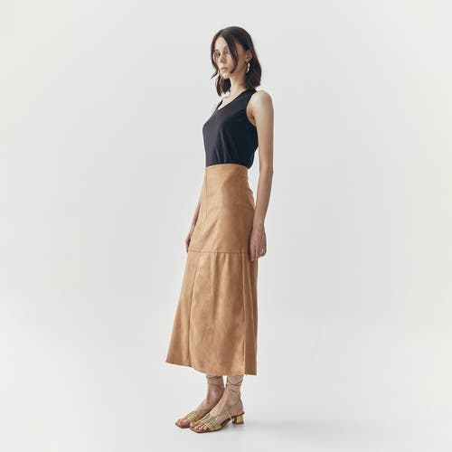 Ats Fern Suede Midi Skirt In Brown