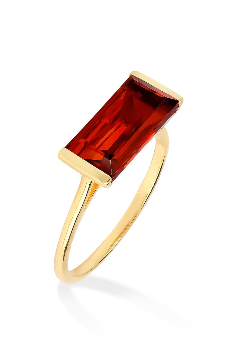 Emerald Cut Garnet Red Quartz Solitaire Ring, Main, color, RED