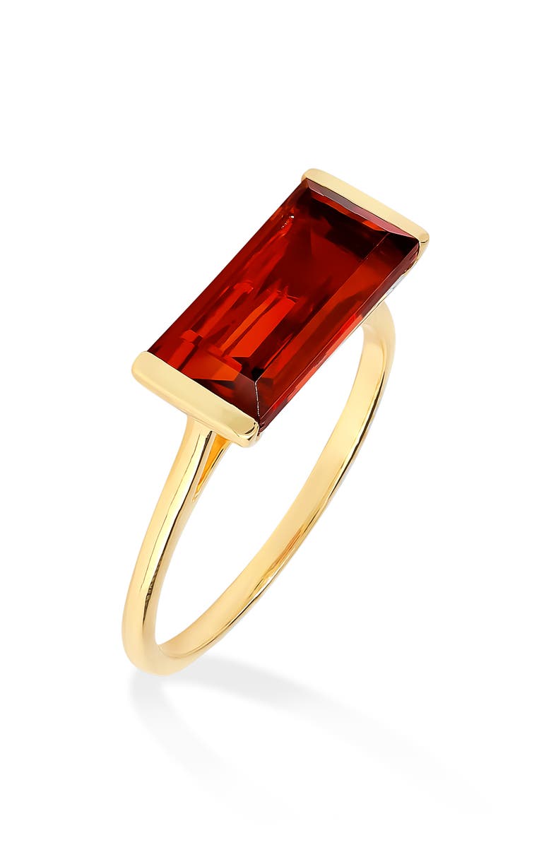 YS GEMS Emerald Cut Garnet Solitaire Ring, Main, color, Red
