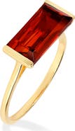 YS GEMS Emerald Cut Garnet Red Quartz Solitaire Ring