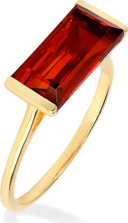 YS GEMS Emerald Cut Garnet Red Quartz Solitaire Ring
