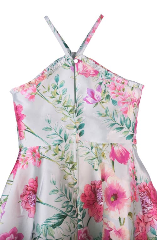 Zunie Kids' Floral Mikado Dress In Sage/multi