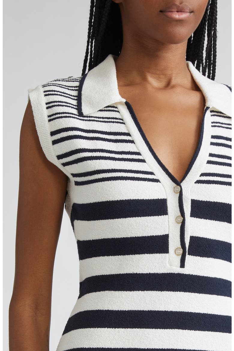 Mixed Stripe Sleeveless Cotton Blend Sweater Minidress, Alternate, color, OFF WHITE NAVY