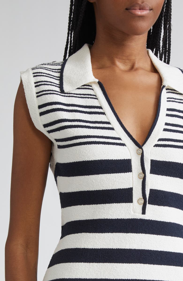 Veronica Beard Mixed Stripe Sleeveless Cotton Blend Sweater Minidress, Alternate, color, 