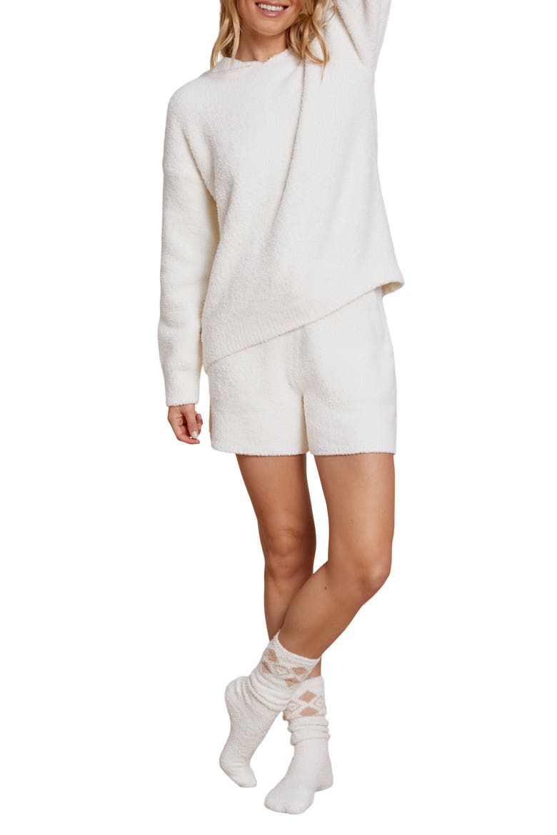 Hoodie & Shorts Lounge Set, Main, color, CREAM