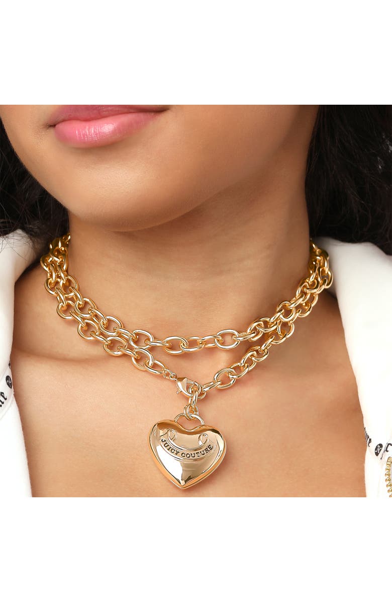 Juicy Couture Gold-Tone Long Heart Pendant Necklace, Alternate, color, Gold
