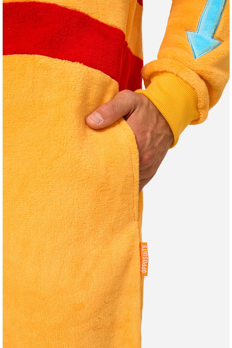Aang Avatar® Long Sleeve Hooded Fleece Jumpsuit, Alternate, color, YELLOW