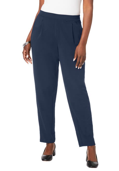 Stretch Knit Crepe Straight Leg Pants (Plus)