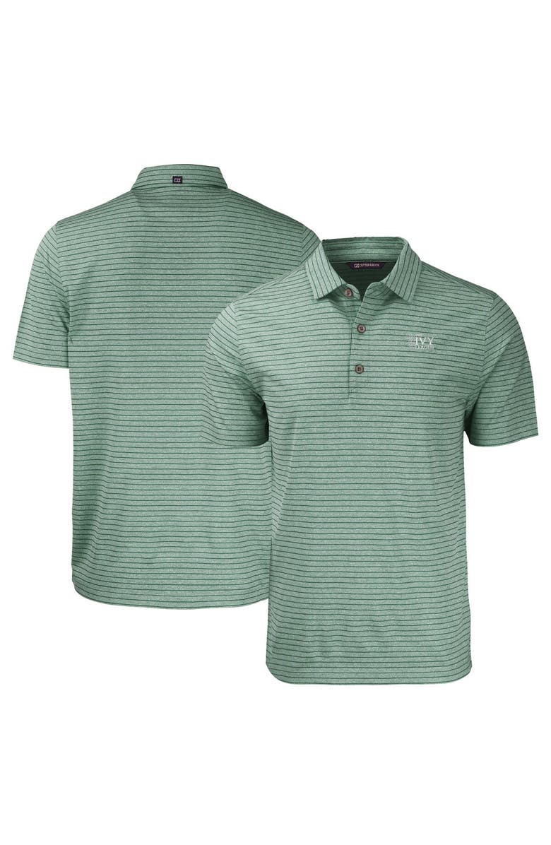 Cutter & Buck Men's Cutter & Buck  Heather Green Ivy League Tri-Blend Forge Eco Heather Stripe Stretch Recycled Polo, Main, color, Heather Green