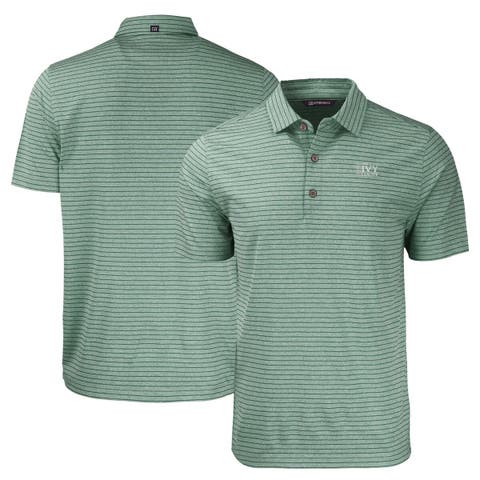 Men's Cutter & Buck  Heather Green Ivy League Tri-Blend Forge Eco Heather Stripe Stretch Recycled Polo