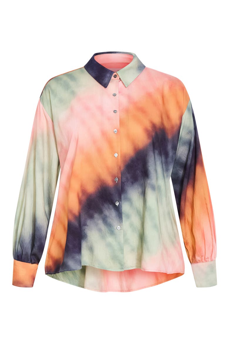 Sunset Ombré Button-Up Shirt, Alternate, color, SUNSET OMBRE