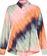 City Chic Sunset Ombré Button-Up Shirt