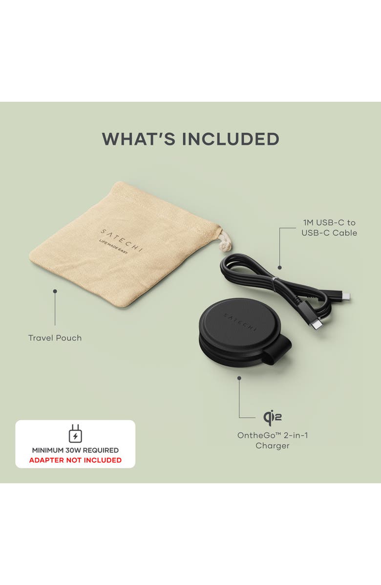 Satechi OntheGo 2 in 1 Charger, Alternate, color, Black