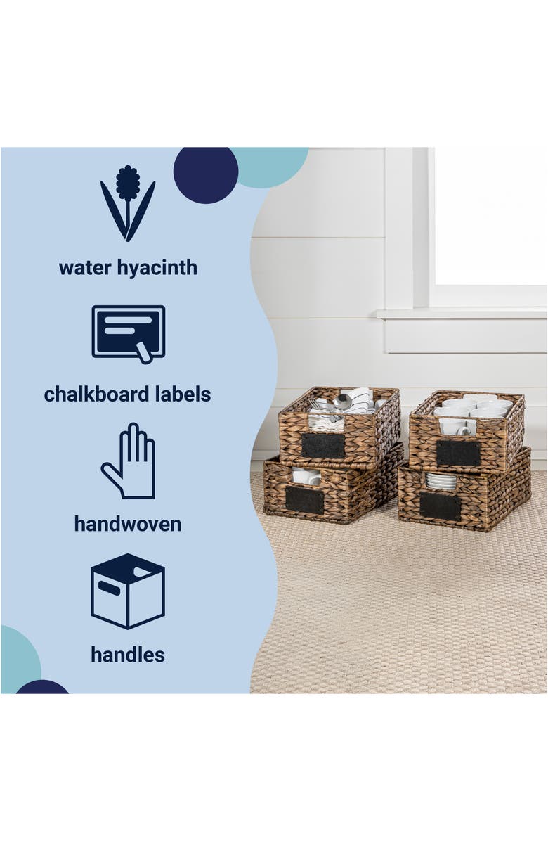 HAPPIMESS Lane Classic Farmhouse Handwoven Hyacinth Pantry Baskets with Chalkboard Labels and Handles,, Alternate, color, Brown