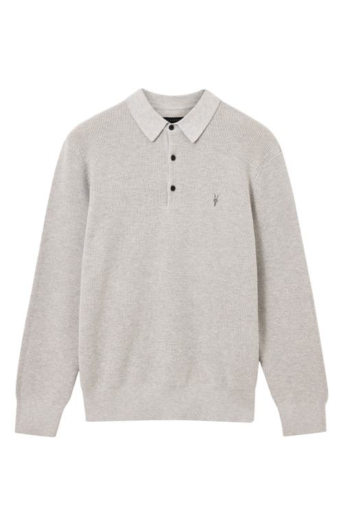 Allsaints Aspen Long Sleeve Polo Sweater In Gray